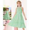 imageGRACE KARIN Girls Dresses Summer Spring Halter Maxi Dress Kids Ruffle Casual Flower Pleated Sun Dress Size 514Light Gray Green
