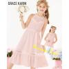 imageGRACE KARIN Girls Dresses Summer Spring Halter Maxi Dress Kids Ruffle Casual Flower Pleated Sun Dress Size 514Light Pink