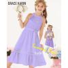 imageGRACE KARIN Girls Dresses Summer Spring Halter Maxi Dress Kids Ruffle Casual Flower Pleated Sun Dress Size 514Lilac Purple