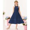 imageGRACE KARIN Girls Dresses Summer Spring Halter Maxi Dress Kids Ruffle Casual Flower Pleated Sun Dress Size 514Navy Blue