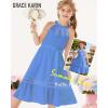 imageGRACE KARIN Girls Dresses Summer Spring Halter Maxi Dress Kids Ruffle Casual Flower Pleated Sun Dress Size 514Peacock Blue