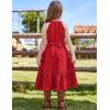 imageGRACE KARIN Girls Dresses Summer Spring Halter Maxi Dress Kids Ruffle Casual Flower Pleated Sun Dress Size 514Red