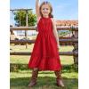 imageGRACE KARIN Girls Dresses Summer Spring Halter Maxi Dress Kids Ruffle Casual Flower Pleated Sun Dress Size 514Red
