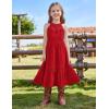 imageGRACE KARIN Girls Dresses Summer Spring Halter Maxi Dress Kids Ruffle Casual Flower Pleated Sun Dress Size 514Red