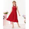 imageGRACE KARIN Girls Dresses Summer Spring Halter Maxi Dress Kids Ruffle Casual Flower Pleated Sun Dress Size 514Red