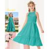 imageGRACE KARIN Girls Dresses Summer Spring Halter Maxi Dress Kids Ruffle Casual Flower Pleated Sun Dress Size 514Teal