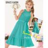imageGRACE KARIN Girls Dresses Summer Spring Halter Maxi Dress Kids Ruffle Casual Flower Pleated Sun Dress Size 514Teal