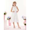imageGRACE KARIN Girls Dresses Summer Spring Halter Maxi Dress Kids Ruffle Casual Flower Pleated Sun Dress Size 514White