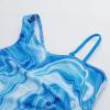 imageGRACE KARIN Girls One Piece Swimsuit One Shoulder Sleeveless Swimwear Cut Out Bathing Suit 614YBlue Texture