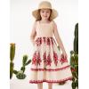 imageGRACE KARIN Girls Summer Boho Dresses Square Neck Smocked Sundresses Casual Sleeveless Maxi Dress for Girls 512YApricot