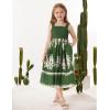 imageGRACE KARIN Girls Summer Boho Dresses Square Neck Smocked Sundresses Casual Sleeveless Maxi Dress for Girls 512YArmy Green
