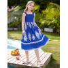 imageGRACE KARIN Girls Summer Boho Dresses Square Neck Smocked Sundresses Casual Sleeveless Maxi Dress for Girls 512YBlue