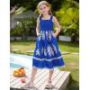 imageGRACE KARIN Girls Summer Boho Dresses Square Neck Smocked Sundresses Casual Sleeveless Maxi Dress for Girls 512YBlue