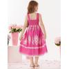 imageGRACE KARIN Girls Summer Boho Dresses Square Neck Smocked Sundresses Casual Sleeveless Maxi Dress for Girls 512YHot Pink