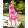 imageGRACE KARIN Girls Summer Boho Dresses Square Neck Smocked Sundresses Casual Sleeveless Maxi Dress for Girls 512YHot Pink