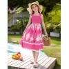 imageGRACE KARIN Girls Summer Boho Dresses Square Neck Smocked Sundresses Casual Sleeveless Maxi Dress for Girls 512YHot Pink