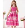 imageGRACE KARIN Girls Summer Boho Dresses Square Neck Smocked Sundresses Casual Sleeveless Maxi Dress for Girls 512YHot Pink