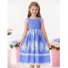 imageGRACE KARIN Girls Summer Boho Dresses Square Neck Smocked Sundresses Casual Sleeveless Maxi Dress for Girls 512YLight Blue