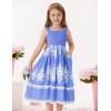 imageGRACE KARIN Girls Summer Boho Dresses Square Neck Smocked Sundresses Casual Sleeveless Maxi Dress for Girls 512YLight Blue