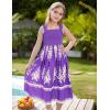 imageGRACE KARIN Girls Summer Boho Dresses Square Neck Smocked Sundresses Casual Sleeveless Maxi Dress for Girls 512YPurple