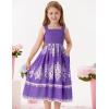 imageGRACE KARIN Girls Summer Boho Dresses Square Neck Smocked Sundresses Casual Sleeveless Maxi Dress for Girls 512YPurple