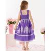 imageGRACE KARIN Girls Summer Boho Dresses Square Neck Smocked Sundresses Casual Sleeveless Maxi Dress for Girls 512YPurple