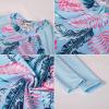 imageGRACE KARIN Girls Swimsuit Tankini Set Rash Guard Long Sleeve Swimsuit 4 Piece Bathing Suit Swimwear 514YLight Blue Leaves