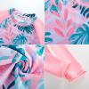 imageGRACE KARIN Girls Swimsuit Tankini Set Rash Guard Long Sleeve Swimsuit 4 Piece Bathing Suit Swimwear 514YPinkgreen Leaves