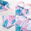 imageGRACE KARIN Girls Swimsuit Tankini Set Rash Guard Long Sleeve Swimsuit 4 Piece Bathing Suit Swimwear 514YPinkgreen Leaves