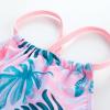 imageGRACE KARIN Girls Swimsuit Tankini Set Rash Guard Long Sleeve Swimsuit 4 Piece Bathing Suit Swimwear 514YPinkgreen Leaves
