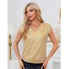 imageGRACE KARIN V Neck Sequin Short Sleeve Tops for Women Elastic Sparkly Tank Top for PartyDark Gold