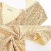 imageGRACE KARIN V Neck Sequin Short Sleeve Tops for Women Elastic Sparkly Tank Top for PartyDark Gold
