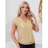 imageGRACE KARIN V Neck Sequin Short Sleeve Tops for Women Elastic Sparkly Tank Top for PartyDark Gold
