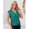 imageGRACE KARIN V Neck Sequin Short Sleeve Tops for Women Elastic Sparkly Tank Top for PartyLake Green