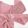 imageGRACE KARIN V Neck Sequin Short Sleeve Tops for Women Elastic Sparkly Tank Top for PartyLight Pink