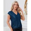 imageGRACE KARIN V Neck Sequin Short Sleeve Tops for Women Elastic Sparkly Tank Top for PartyPeacock Blue