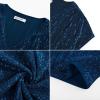 imageGRACE KARIN V Neck Sequin Short Sleeve Tops for Women Elastic Sparkly Tank Top for PartyPeacock Blue