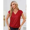 imageGRACE KARIN V Neck Sequin Short Sleeve Tops for Women Elastic Sparkly Tank Top for PartyRed