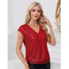 imageGRACE KARIN V Neck Sequin Short Sleeve Tops for Women Elastic Sparkly Tank Top for PartyRed