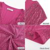 imageGRACE KARIN V Neck Sequin Short Sleeve Tops for Women Elastic Sparkly Tank Top for PartyRose Red
