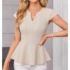 imageGRACE KARIN Women Dressy Peplum Tops 2025 Summer V Neck Cap Sleeves Fitted Casual Business Work BlouseApricot