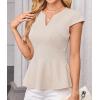 imageGRACE KARIN Women Dressy Peplum Tops 2025 Summer V Neck Cap Sleeves Fitted Casual Business Work BlouseApricot