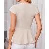 imageGRACE KARIN Women Dressy Peplum Tops 2025 Summer V Neck Cap Sleeves Fitted Casual Business Work BlouseApricot