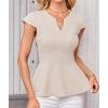 imageGRACE KARIN Women Dressy Peplum Tops 2025 Summer V Neck Cap Sleeves Fitted Casual Business Work BlouseApricot