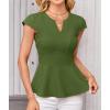 imageGRACE KARIN Women Dressy Peplum Tops 2025 Summer V Neck Cap Sleeves Fitted Casual Business Work BlouseArmy Green