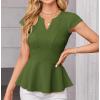 imageGRACE KARIN Women Dressy Peplum Tops 2025 Summer V Neck Cap Sleeves Fitted Casual Business Work BlouseArmy Green