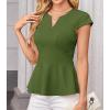 imageGRACE KARIN Women Dressy Peplum Tops 2025 Summer V Neck Cap Sleeves Fitted Casual Business Work BlouseArmy Green