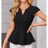 imageGRACE KARIN Women Dressy Peplum Tops 2025 Summer V Neck Cap Sleeves Fitted Casual Business Work BlouseBlack