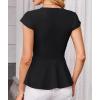 imageGRACE KARIN Women Dressy Peplum Tops 2025 Summer V Neck Cap Sleeves Fitted Casual Business Work BlouseBlack