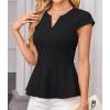 imageGRACE KARIN Women Dressy Peplum Tops 2025 Summer V Neck Cap Sleeves Fitted Casual Business Work BlouseBlack